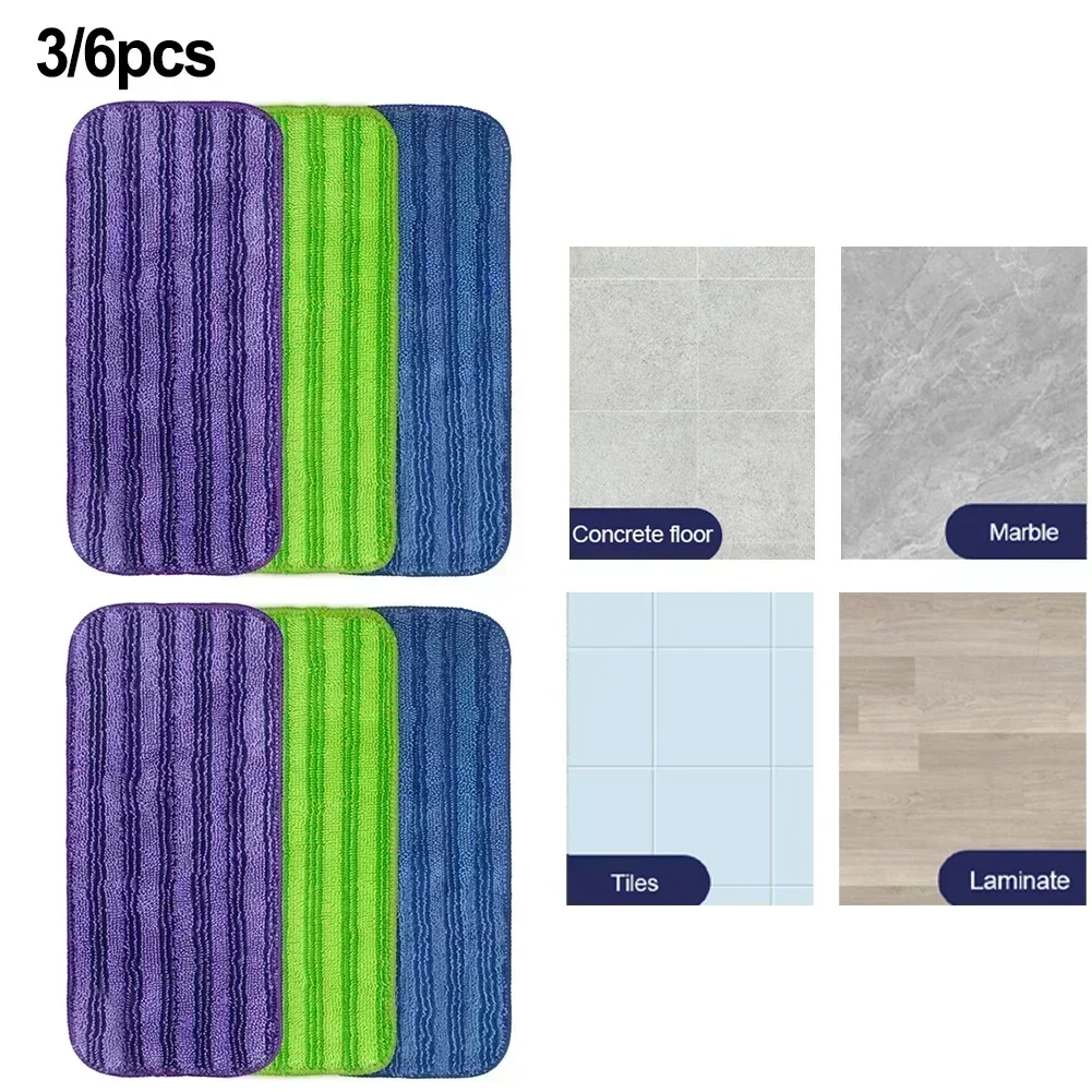 3/6pcs Reusable Mop Pads Set For Mop, Wet Jet Mop Pads Refills Microfiber For Household Cleaning