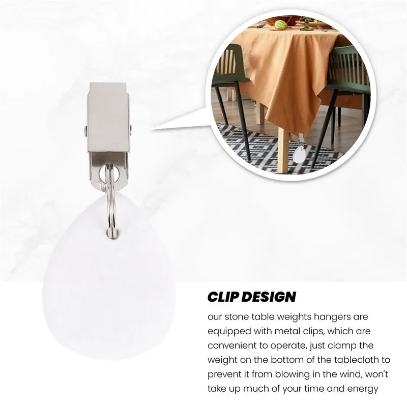 

8Pcs Tablecloth Weights Teardrop Table Cover Weights Metal Clip Tablecloth Pendant Stone Table Weights Hangers Limited Time Offe