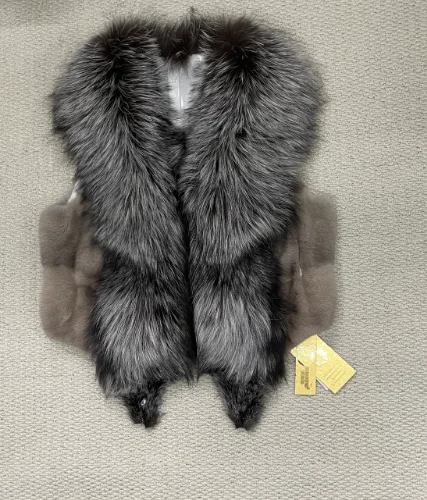 

Real Mink Fur Vest Women Luxury Warm Sleeveless Fur Coat Woman Winter Clothes 2025 New in Outerwears Fox for Collar шуба женская