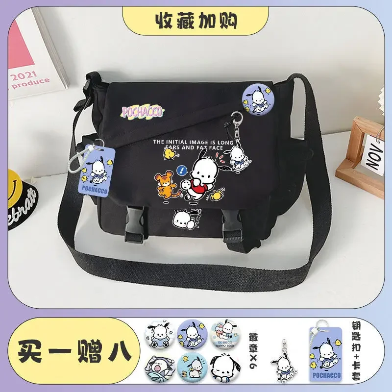 Sanrio New Pacha Dog Crossbody Bag Portable Canvas Bag Student College Class Cartoon Single-Shoulder Bag