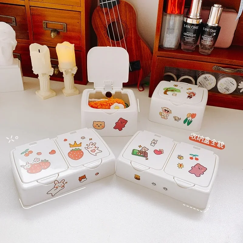 

Simple ins style desktop storage box student stationery office storage makeup dormitory sorting DIY push storage box