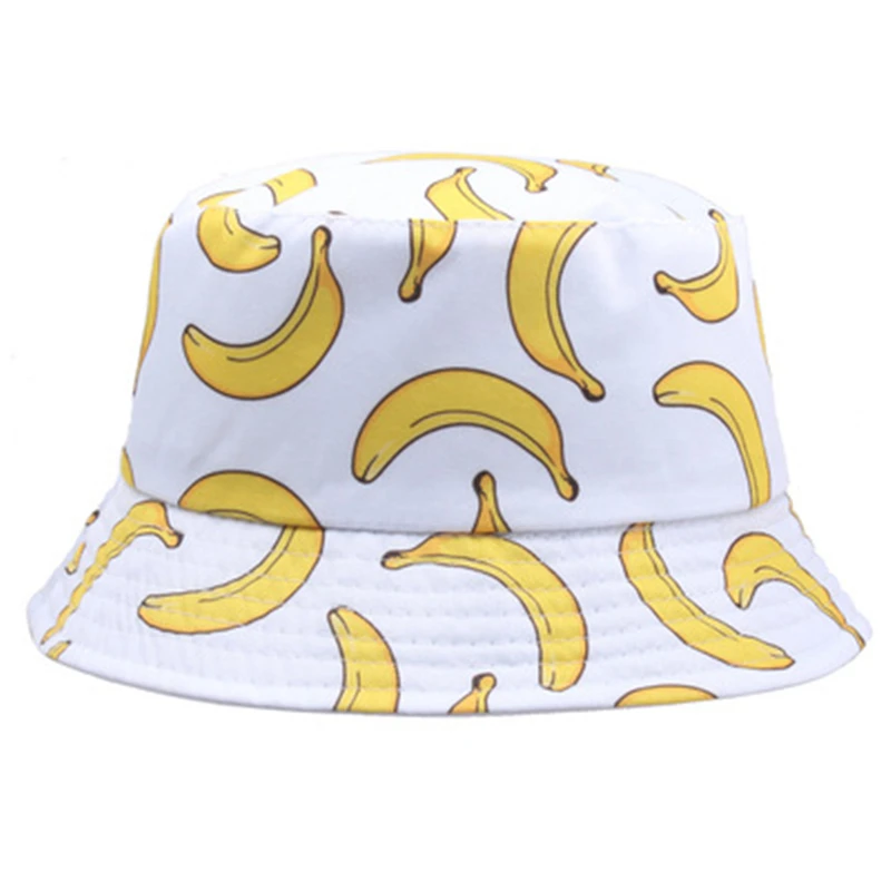 Letnia wiosna cienki odcień nadruk bananowy bawełna poliester miękki kapelusz typu Bucket Outdoor oddychająca moda Panama czapka rybaka mężczyźni F110