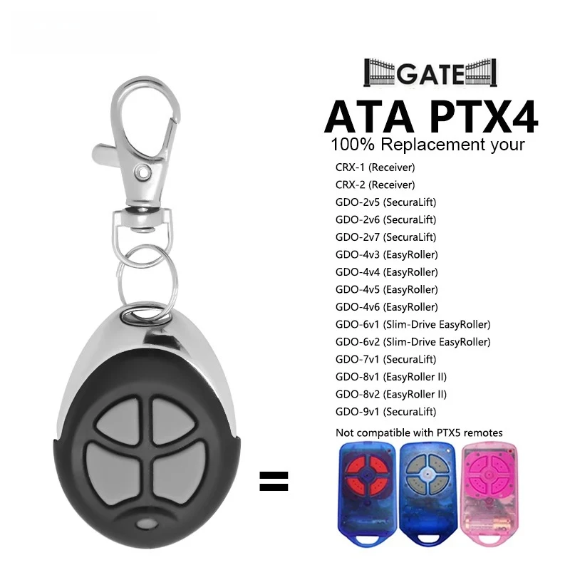 Applicable to ATA PTX4 433.92MHz Frequency Band ATA PTX-4 Security Code Garage/Door Access Control Replacement Remote Transmitte
