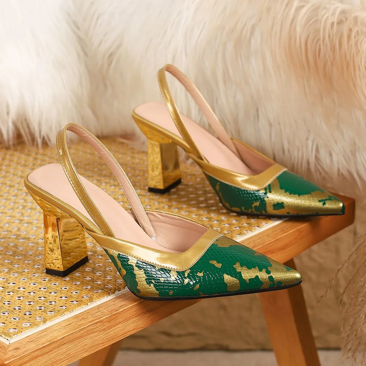 zapatos de mujer women fashion light weight green high quality slip on square heel pumps lady retro comfort sexy heel shoe ba652