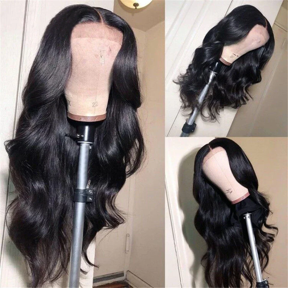 26 Inch Black Glueless Long  Wave 5x5 Silk Base Jewish Human Hair Wig With Baby Hair HD Lace European Hair Preplucked