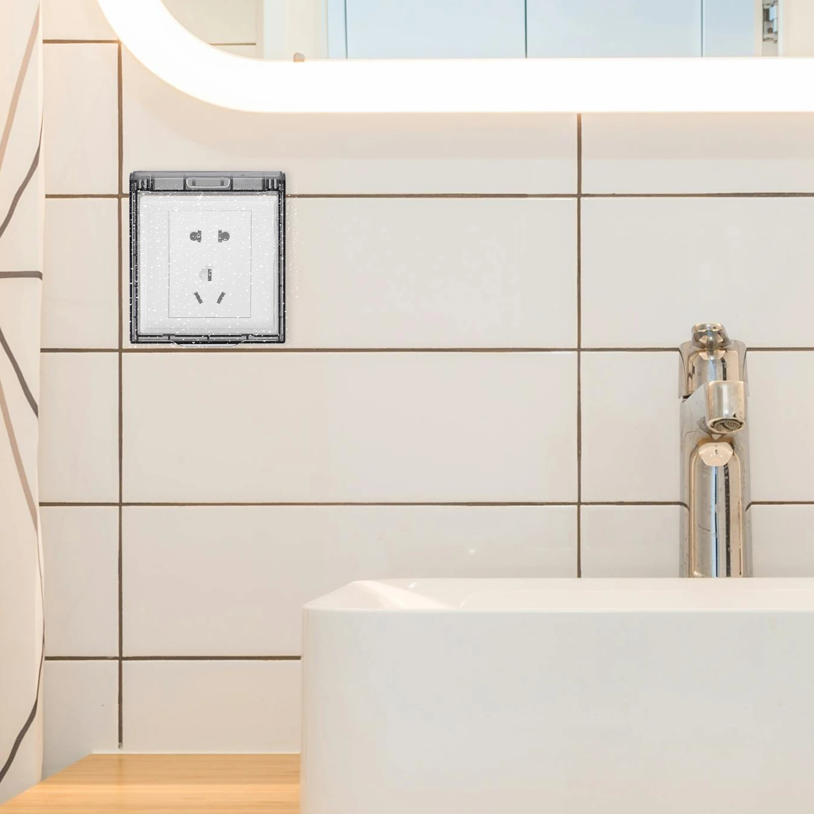 

3pcs Waterproof Outlet Protector Cover Self-Adhesive Light Guard For Kids Safety Shield Bathroom Bedroom Kitchen Use Protective