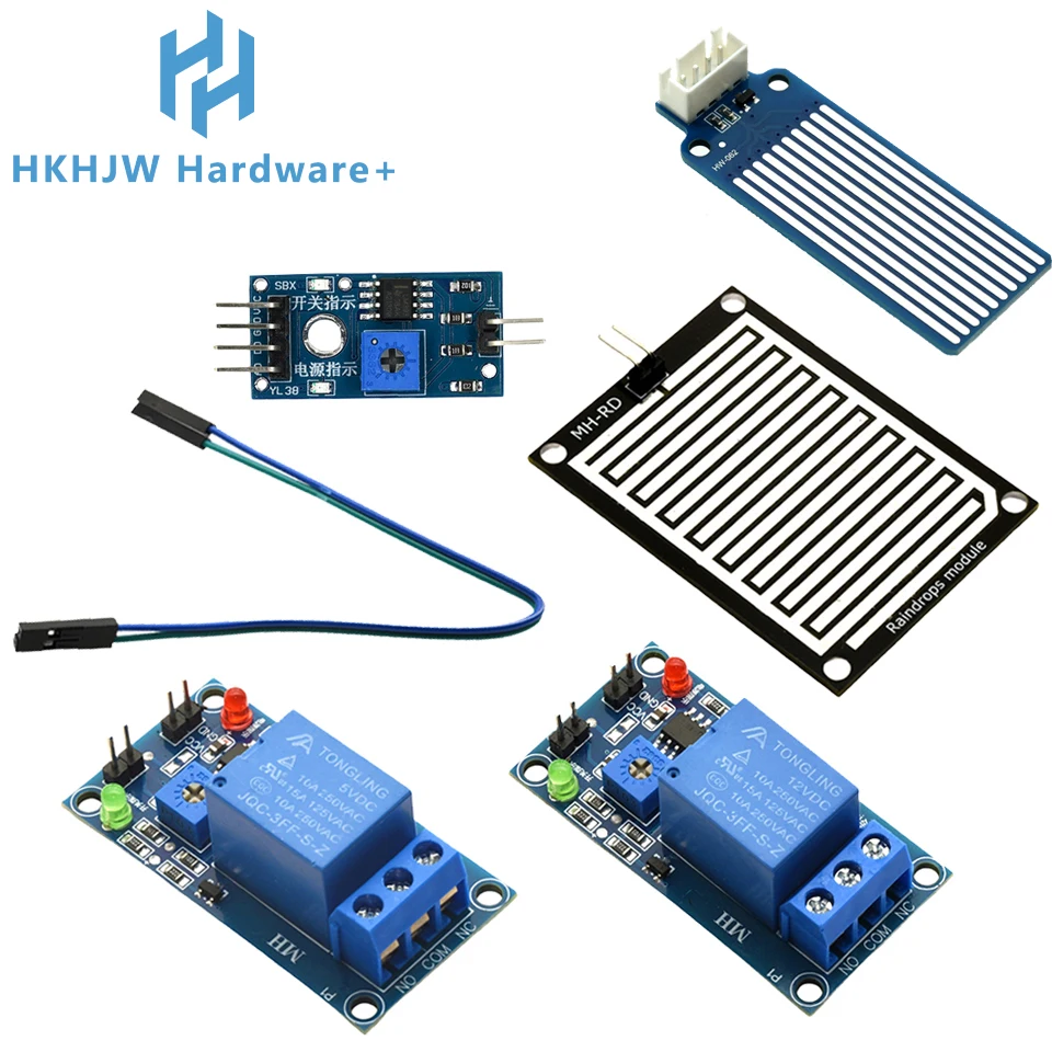 High-Sensitivity Rain Sensor Module, Adjustable Sensitivity, 5V/12V, With Relay For Water Level And Raindrop Detection.