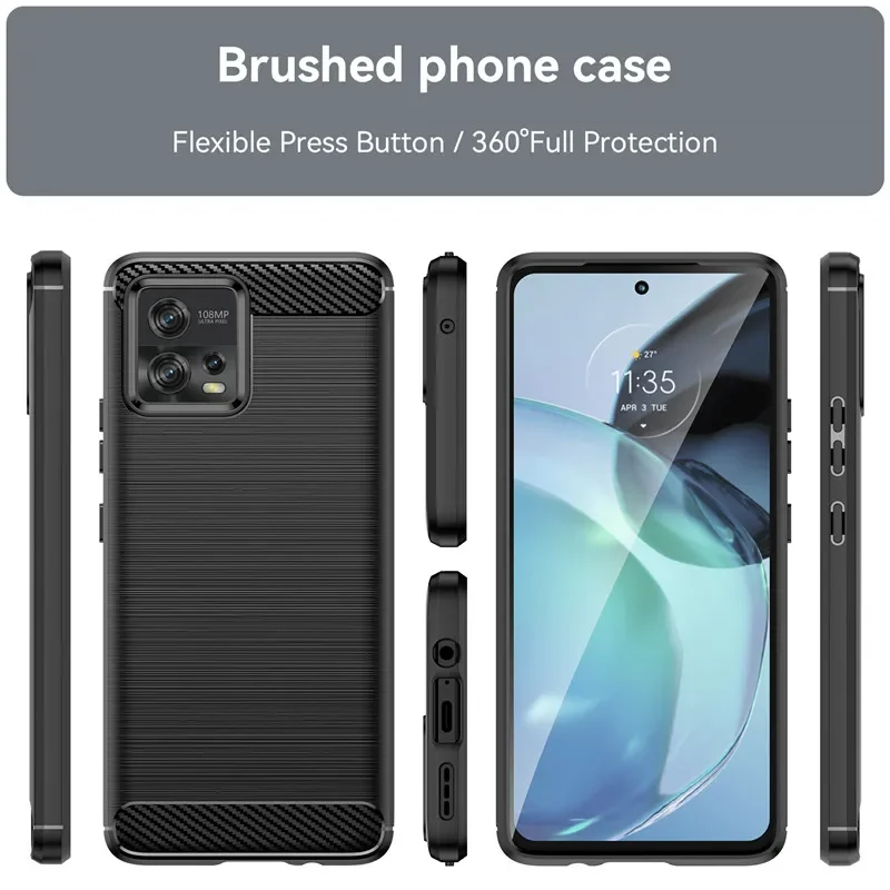 For Motorola Moto G22 G32 G42 G52 G62 G72 G82 Case Silicone Bumper Carbon Fiber TPU Slim Cover For Moto E22 E22i E22S E32 E32S