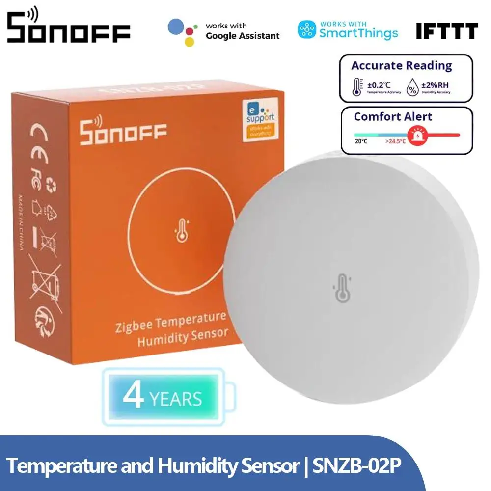 SONOFF SNZB-02P czujnik temperatury i wilgotności Zigbee inteligentny wykrywacz termometr domowy współpracuje z Alexa Google Home Smartthings