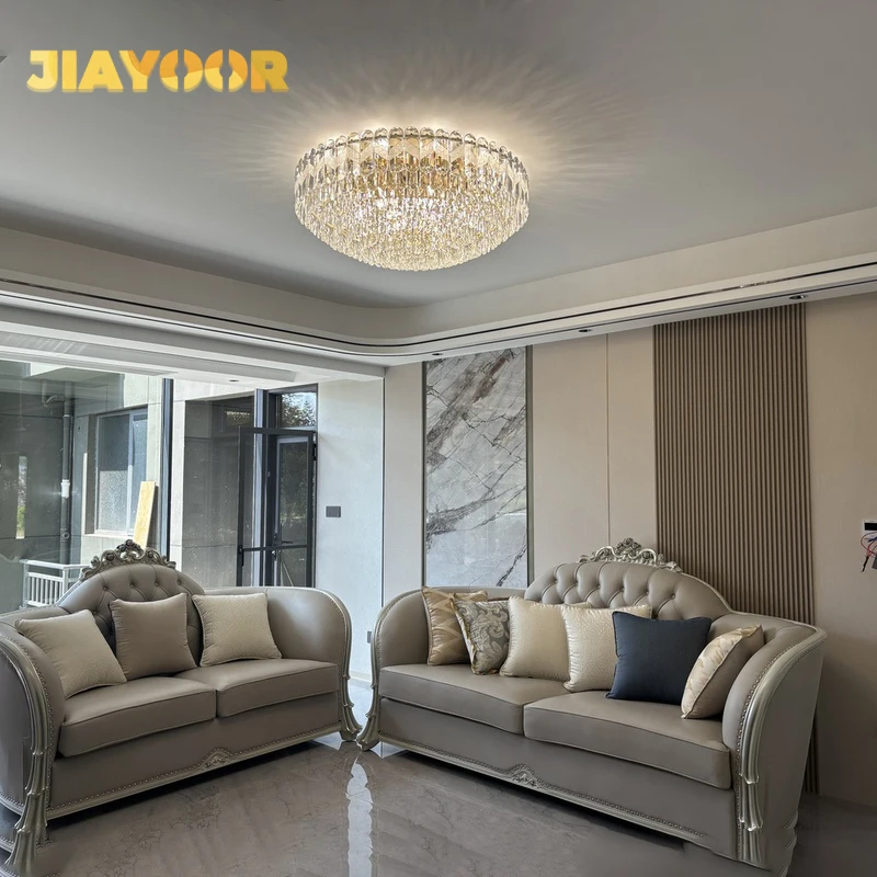 Modern Crystal Pendant Luxury Ceiling LED Hanging Lamp for Living Room Decor Gold Lustre LightingChandeliers Home Decoration