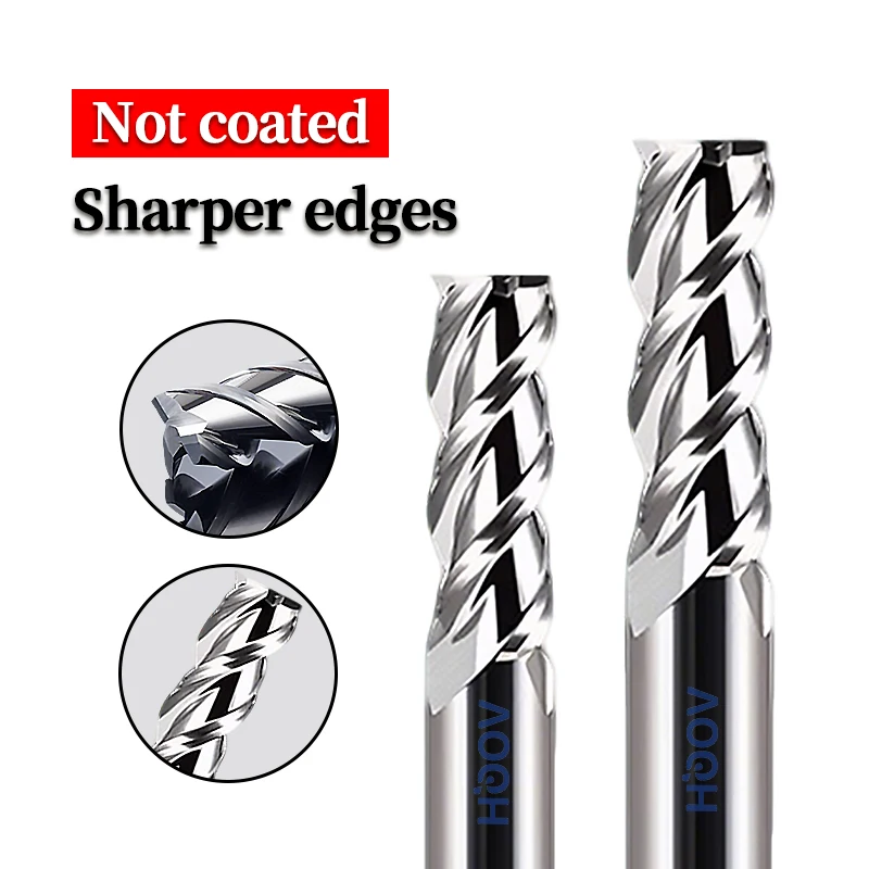 3 Nuten Aluminium-Schaftfräser 1 1,5 2 2,5 3 3,5 4 5 6 8 10 12 14 16 18 20 mm DLC-Beschichtung Schaftfräser U-Nut-Fräser Fräser
