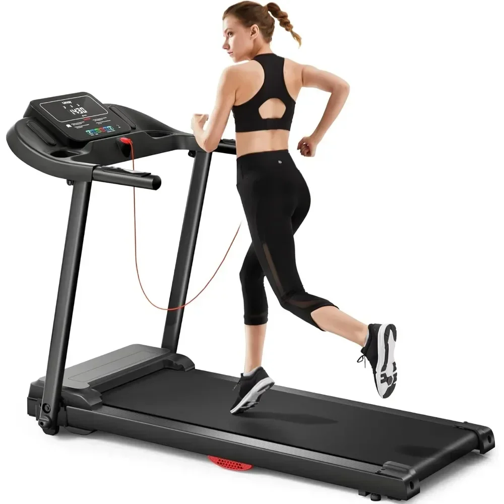 Home Foldable Treadmill Silent 3.0HP Folding Treadmill with Silicone Shock Absorption Heart Rate Monitor Fitness Treadmills