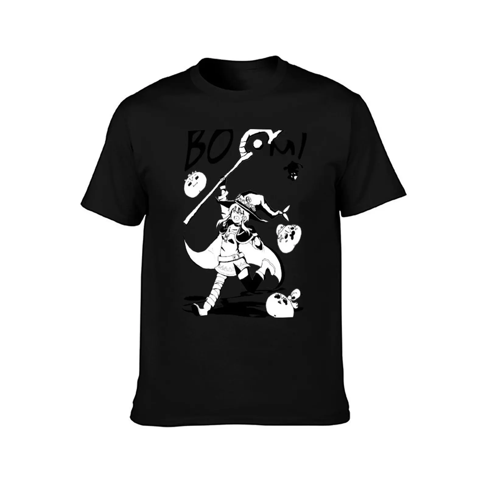BOOM! (Spoopy ver.) T-Shirt, Summer Casual Cotton Tee, Oversized Streetwear Tops, Vintage Graphic Print, Loose Fit Short Sleeve