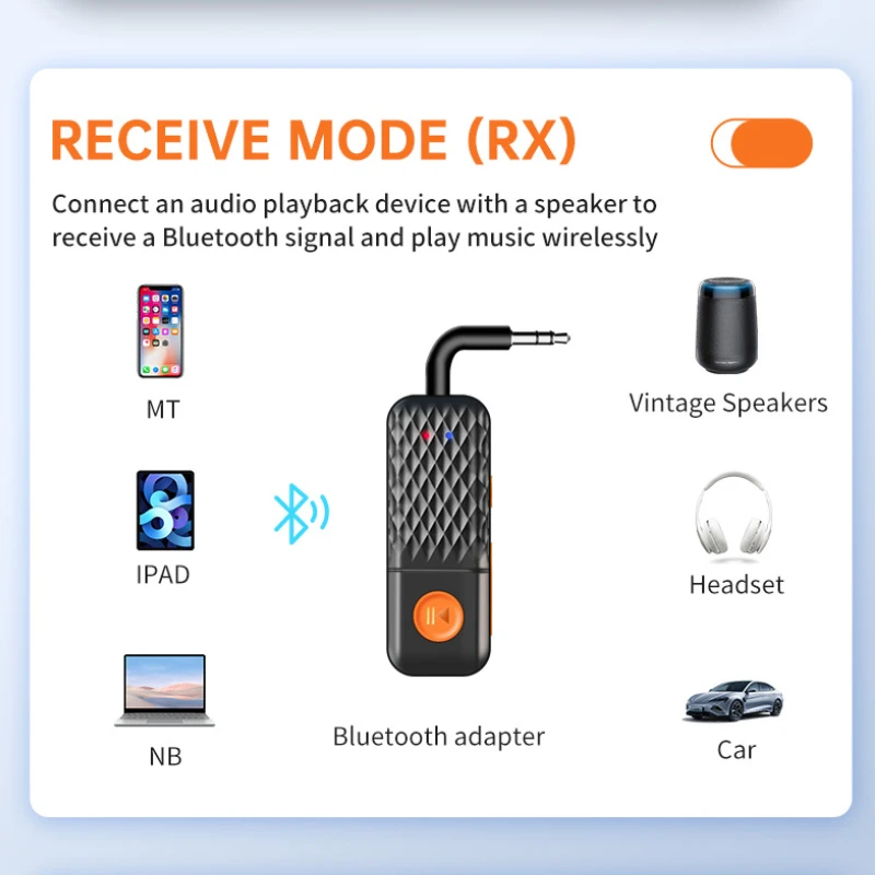 Bluetooth 5,4 transmisor receptor de Audio estéreo 3,5mm AUX avión Audio adaptador inalámbrico micrófono para TV PC auriculares coche avión