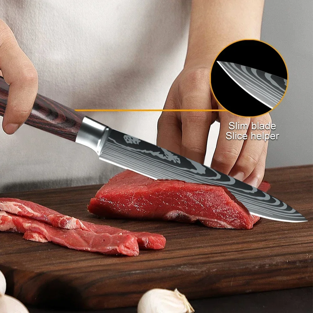 Utility Knife 7CR17 Stainless Steel Kitchen Knives 5 inch High quality Super Cook Knife Pretty Peeling Sharp Chef Tools