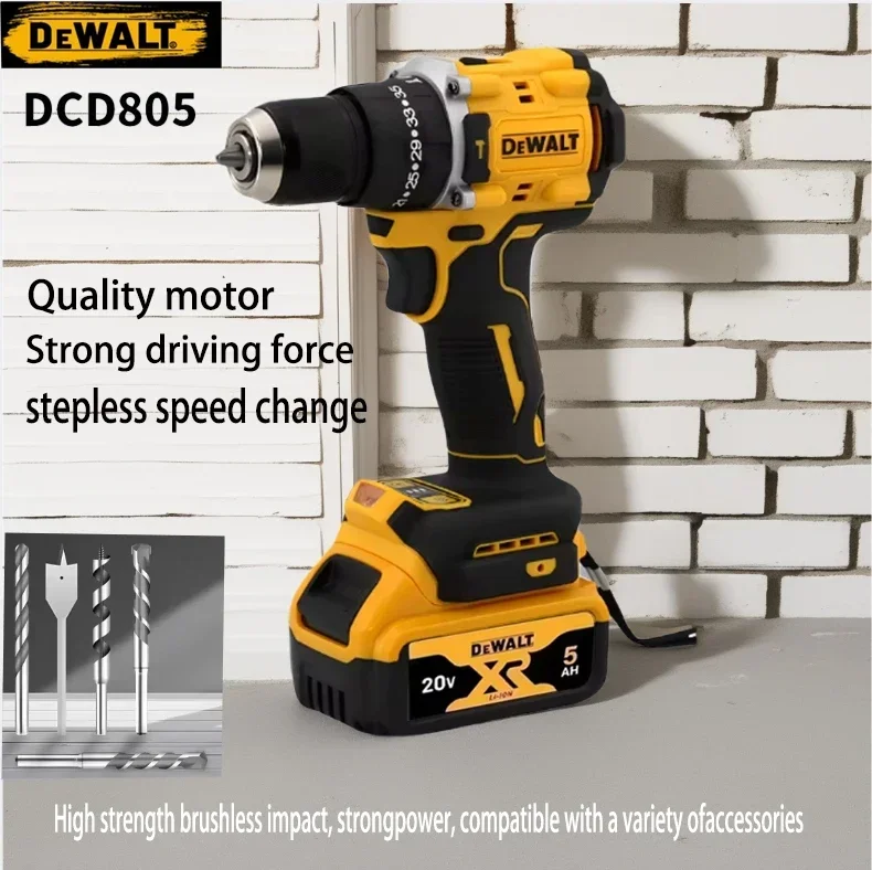 DeWalt DCD805 20 فولت مثقاب كهربائي بدون فرشاة 1/2 قابل لإعادة الشحن متغير السرعة مزود طاقة أدوات كهربائية قوية