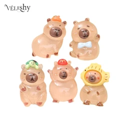 10PCS Kawaii Cartoon Capybara Resin Charms Bright Flatback Animal Earring Keychain Pendant DIY Jewelry Make