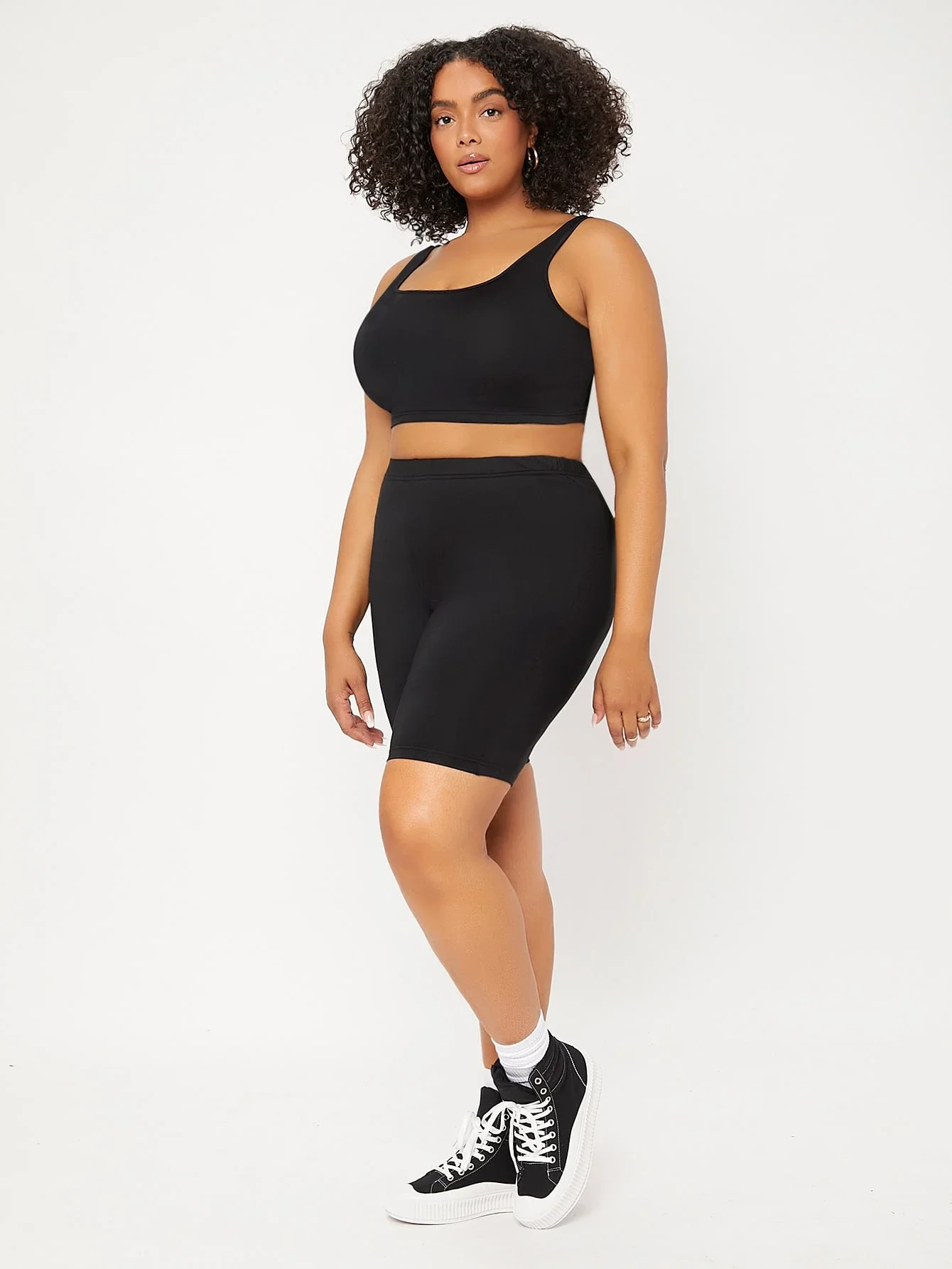 

High Waist Biker Shorts Summer Solid Black Casual Sporty Women