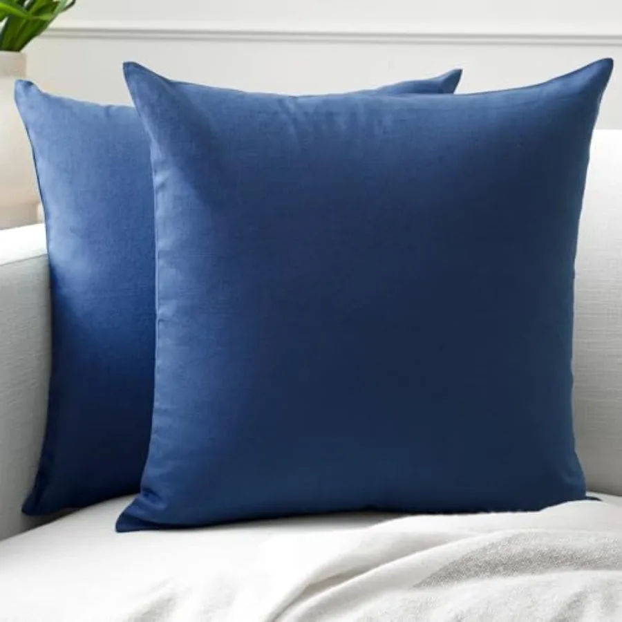 Throw Pillow Covers 18x18 in Set of 2 No Inserts Cotton Pillow Covers for Living Room, Bed, Sofa, Couch Decorative Cushion Cove