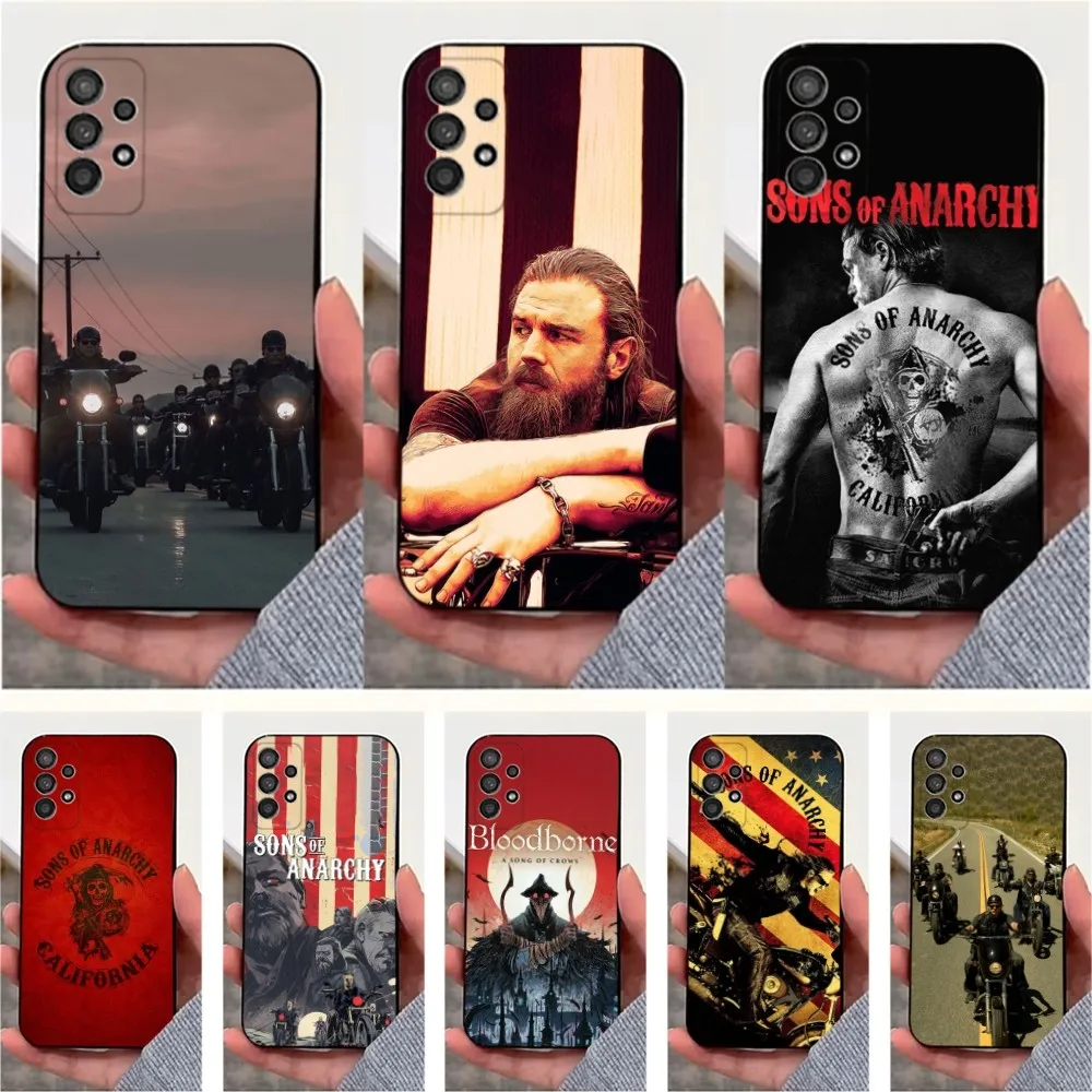 S-Sons OF A-Anarchys TV Phone Case For Samsung S25,S24,S23,S22,S20,S21,S10,Ultra,Plus,Lite,FE,Soft Silicone Black Cover