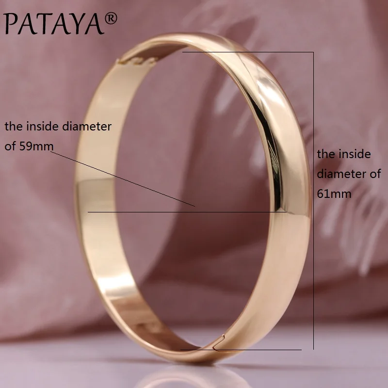 PATAYA New Round Glossy Simple Modern Bangles 585 Rose Gold Color Women Bangle Vintage Classic Wedding Unique Fashion Jewelry