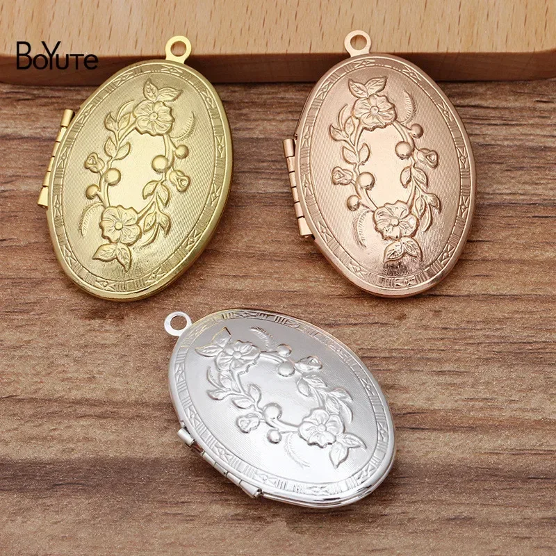 BoYuTe (10 Pieces/Lot) 26*37MM 9MM Thickness Metal Brass Oval Shape Floating Locket Pendant Factory Direct Wholesale