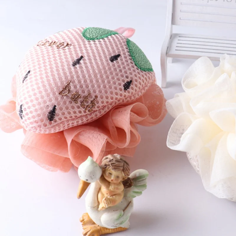 Cartoon White Pink Bath Ball Baby Bath Ball Loofah Home Body Shower Foaming Wash Scrubber Balls Bathroom Flower Scrubbing Bubble