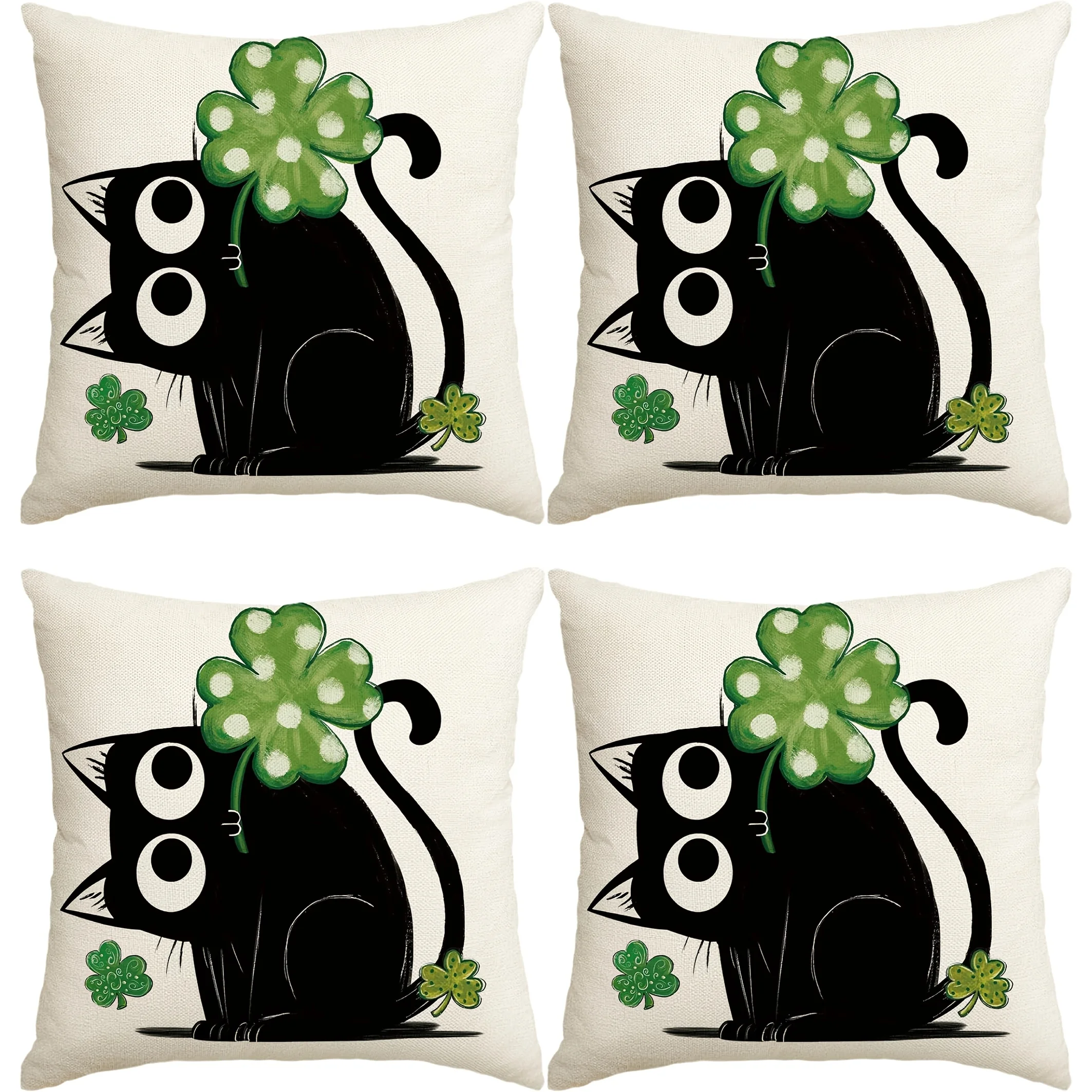 

4 шт., День Святого Патрика, счастливый клевер, черный кот, наволочка, чехол для подушки с трилистником, украшение для дивана, дивана