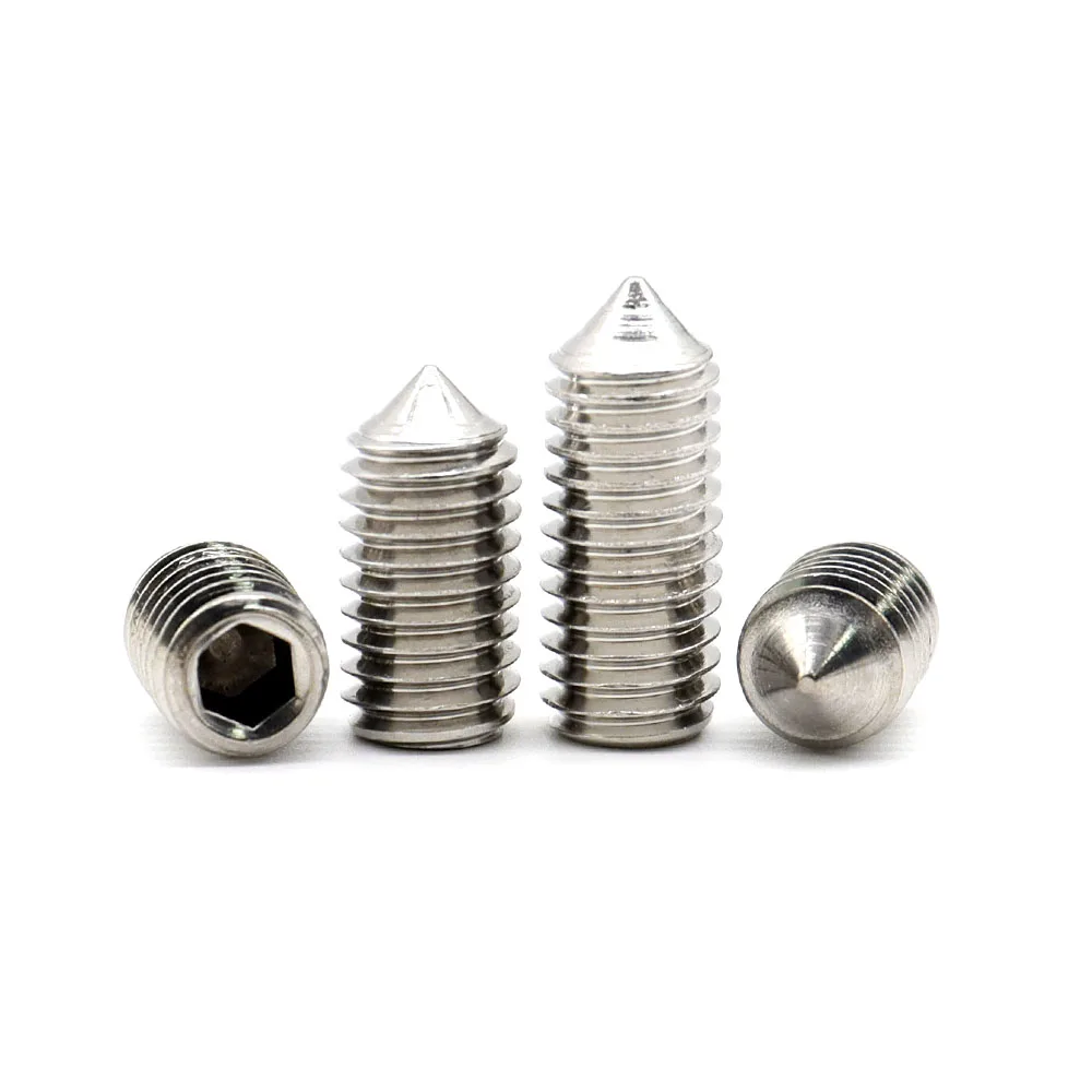 2/50pcs M3 M4 M5M6 M8 M10 316 A4-80 Stainless Steel Hex Hexagon Socket Allen Tapered End Grub Headless Bolt Cone Point Set Screw