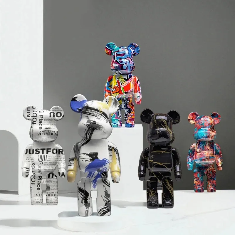 

27 см, статуя Bearbrick 400, роскошная скульптура Y2k, фигурка мультяшного медведя, кирпичная фигурка, форма, орнамент, книжная полка, декор для гостиной и дома