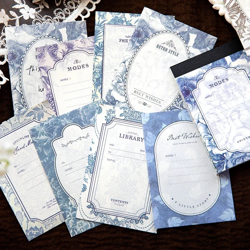 40Sheets Memo Book Retro Floral Pattern Decorative Backing Plant light ledger Border Material Paper Scrapbooking 105*75MM