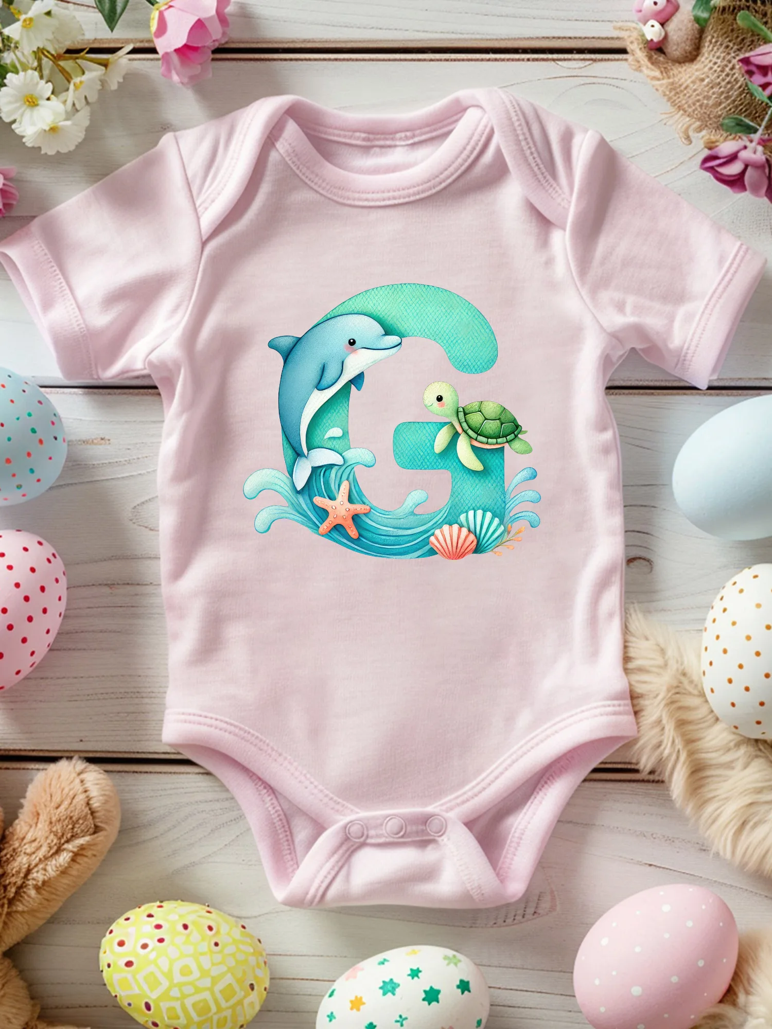 

Детский комбинезон-слип унисекс Undersea Letter G, 100% хлопок, мягкий, всесезонный, розовый, 190 г/м²