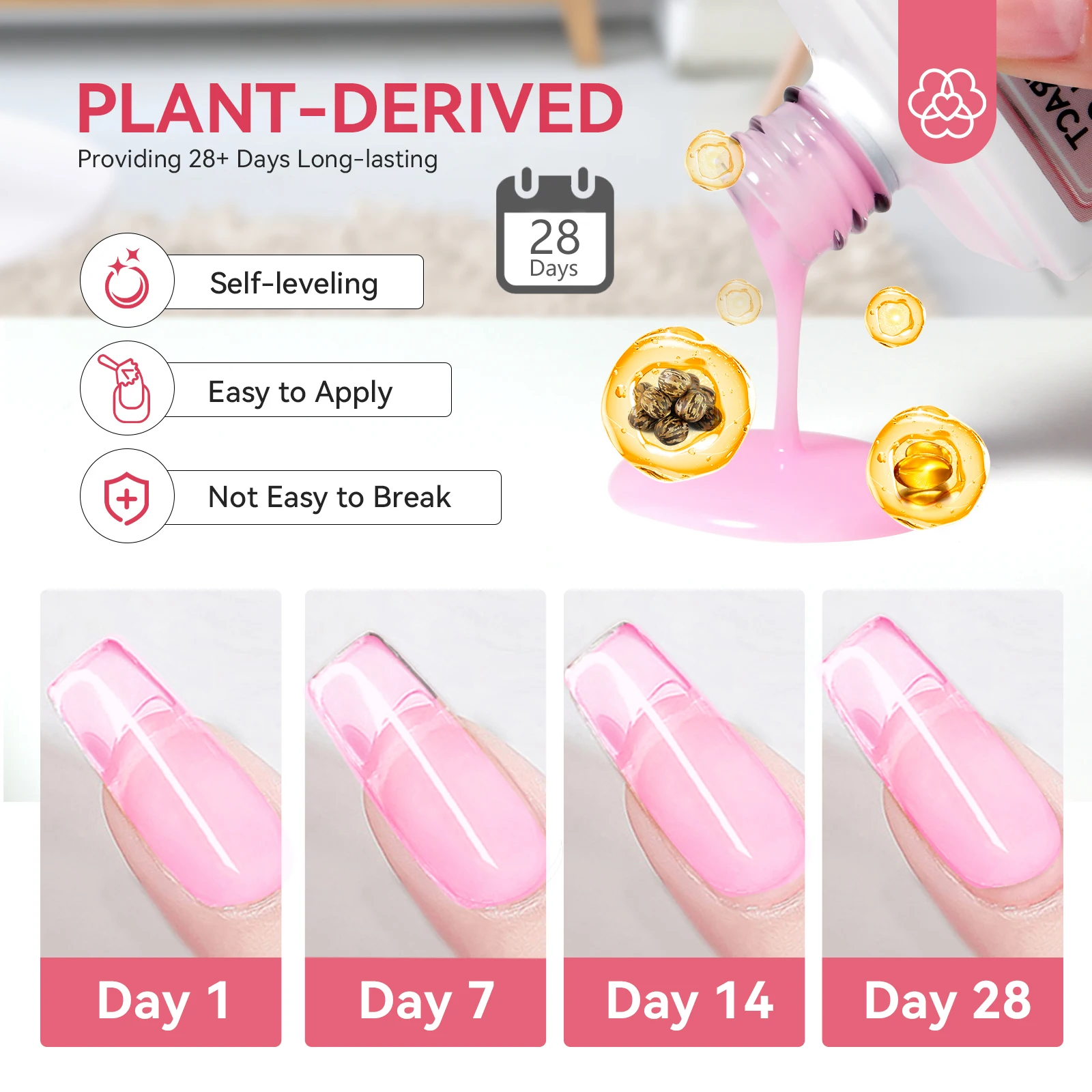 SAVILAND Gel trasparente da 15 ml in bottiglia rinforzante per unghie in gel duro con olio di ricino per estensione nail art