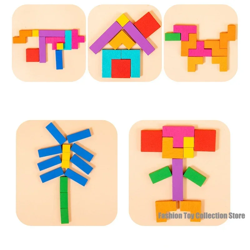 3D Zwei-personen interaktive Desktop Puzzle Spiel Tangram Math Spielzeug Bausteine Bord Farbe Form Spiel Für Kinder Geschenke