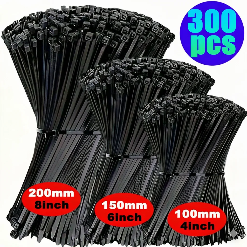 300/600Pcs Self-locking Nylon Cable Ties Plastic Zip Ties Heavy Duty Wire Organizer Cord Management for Home Office Outdoor