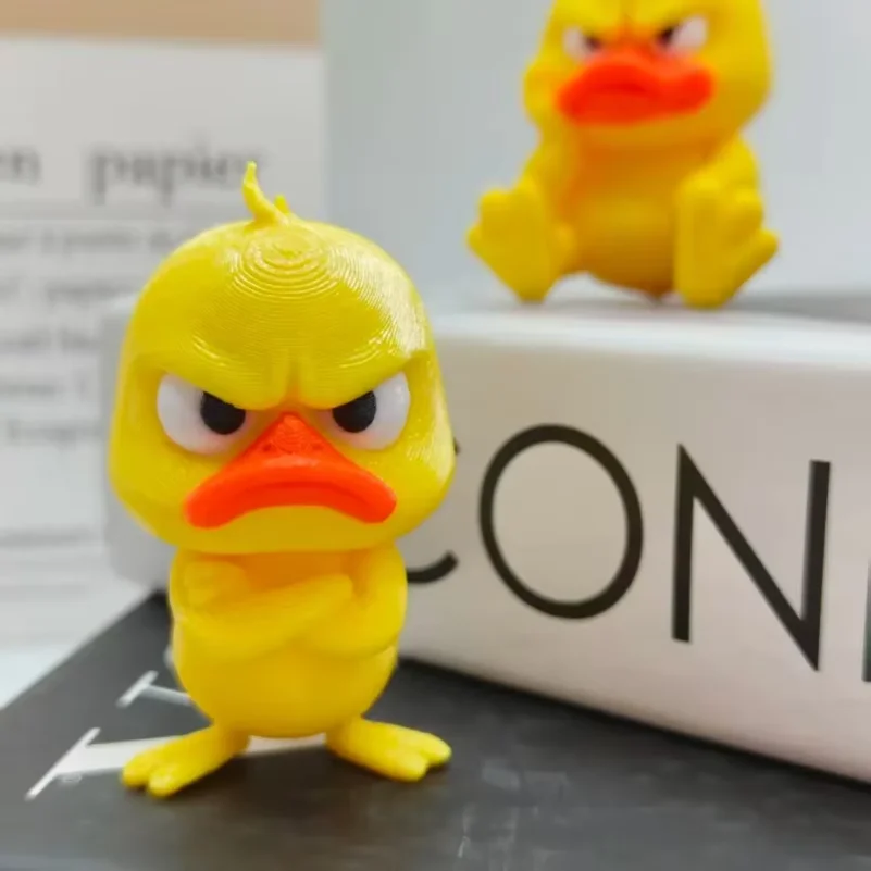 1Pcs Angry yellow duck statue, angry white eyed funny duck
