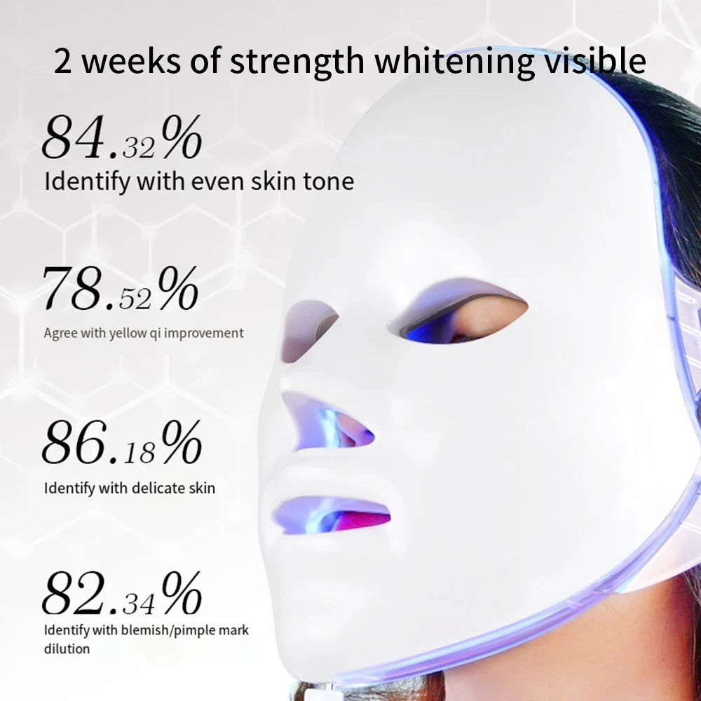 Mascarilla Facial de terapia con luz roja LED, 7 colores, foto, radiofrecuencia, rejuvenecimiento de la piel, herramienta para el cuidado de la piel