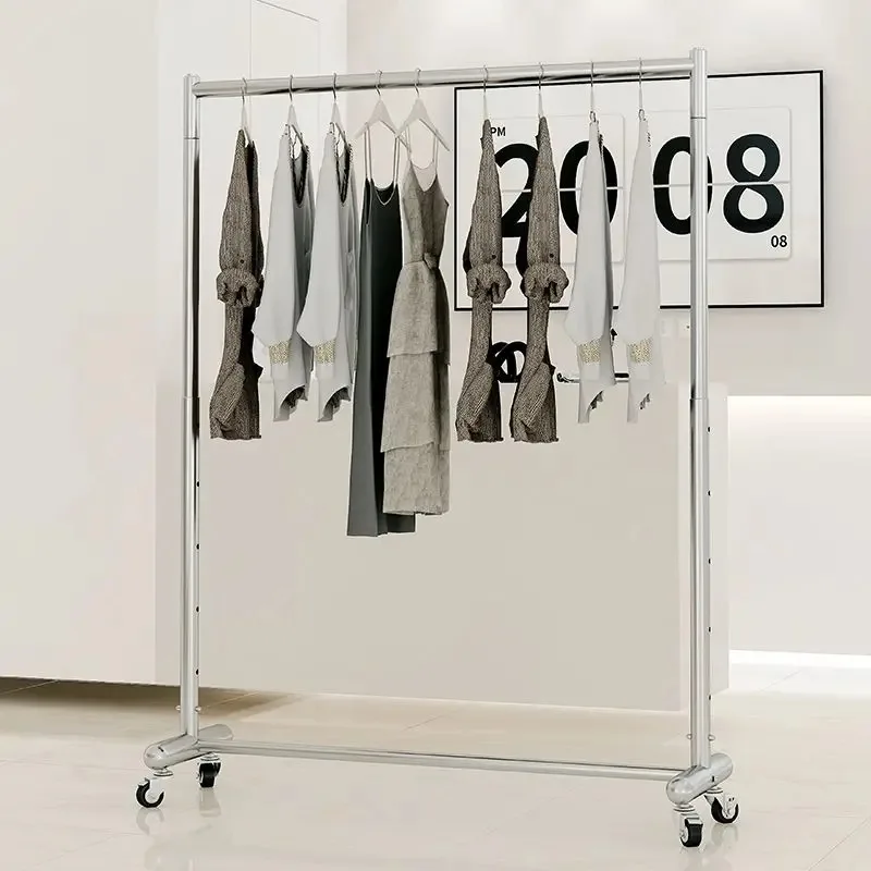Adjustable Height Clothes Drying Rack Balcony Household Stall Floor Hanging Hanger Stainless Steel Thickened Lifting Coat Racks