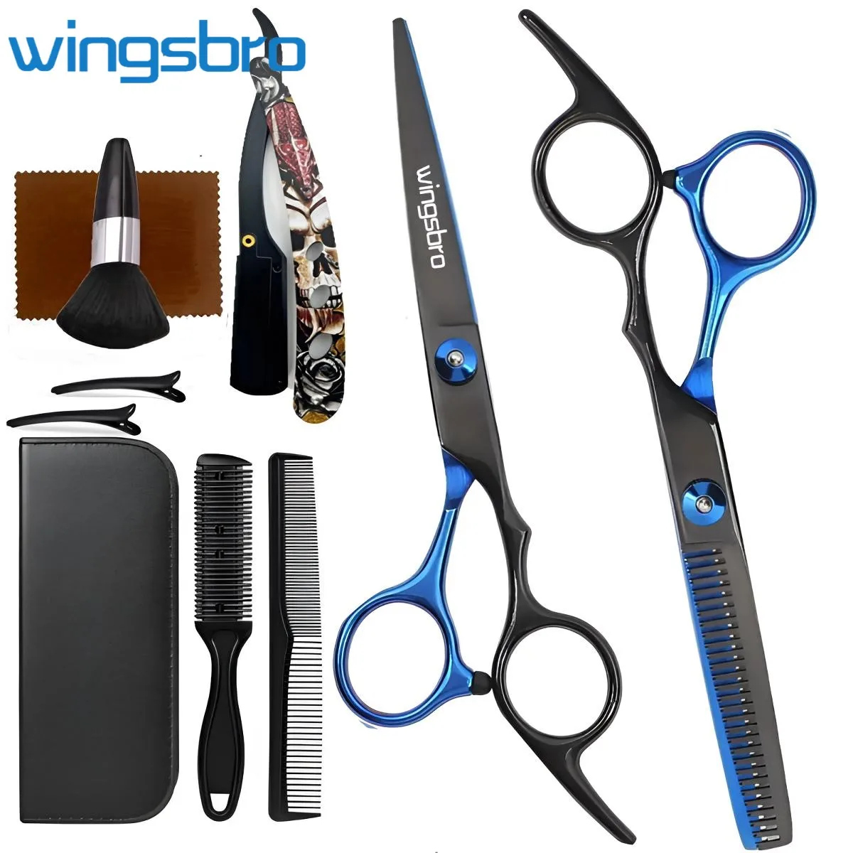 7-Piece Colorful Stainless Steel Barber Scissors kit Salon hairdressing Scissors Home Bangs Thinning  Scissors