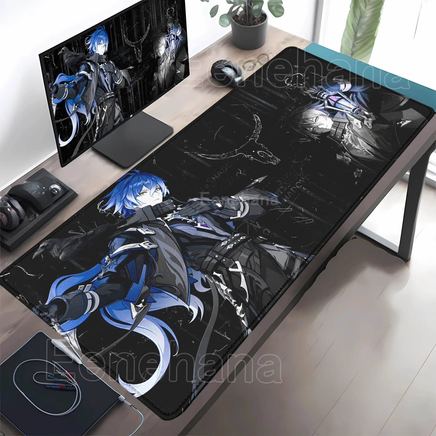 

Genshin Impact Flins Mousepads Computer Gaming Lock Edge Laptop PC office accessorie Desk Mat Rubber Keyboard overlock Mouse Pad