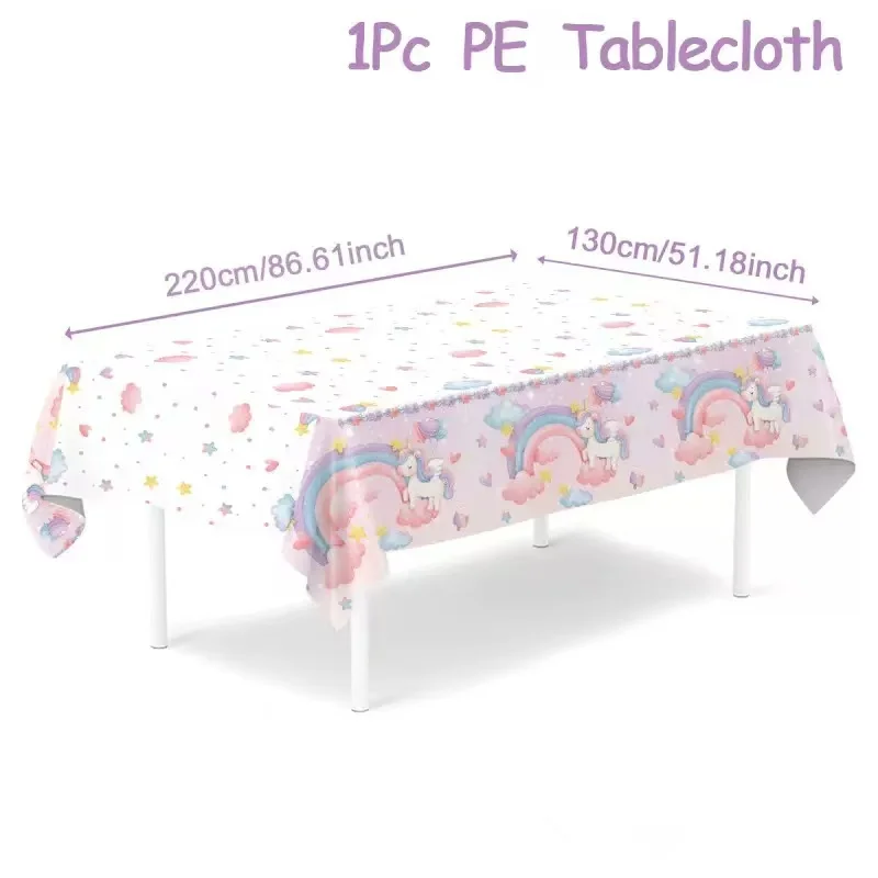 Einhorn Party Einweg Tischdecke Einhorn Geburtstag Party Dekoration Mädchen Einweg Geschirr Tischdecke Mädchen Baby Dusche – Detail 3