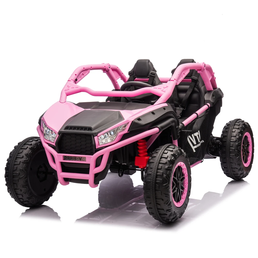 

Max Speed 4.97MPH 24V Two-seater Kids Ride On UTV 400W Super high power 4 wheels, Bluetooth, MP3, USB, Horn, Rear storage space