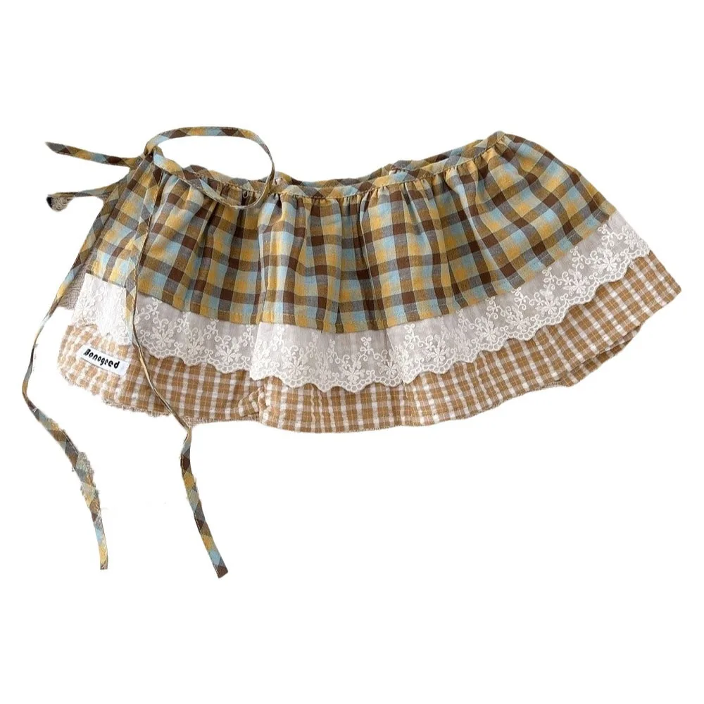 retro-balletcore-plaid-fart-curtain-lace-up-stacked-ruffle-short-skirts-layered-high-waist-lace-mini-skirts-jeans-decorative