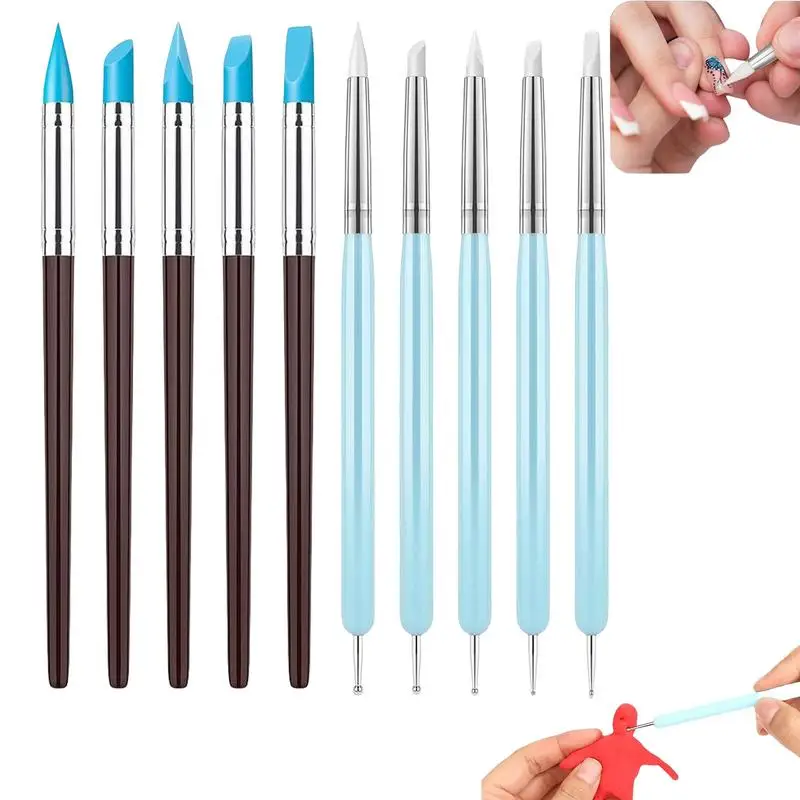 Clay Sculpting Tool Professional Silicone Tip Paint Pens Brushes Portable Handicraft Modeling Artwork Supply for Carving Dotting