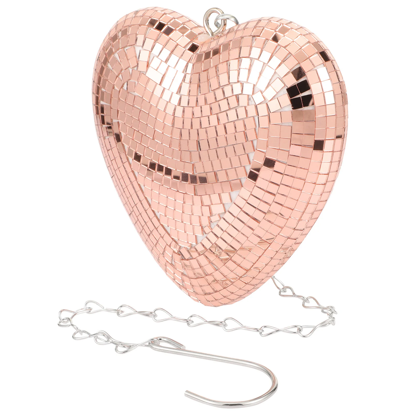 

Disco Heart Glass Decoration Party (Rose Gold) Ball Hanging Mirror Pink The Chain Silver Love Decorations