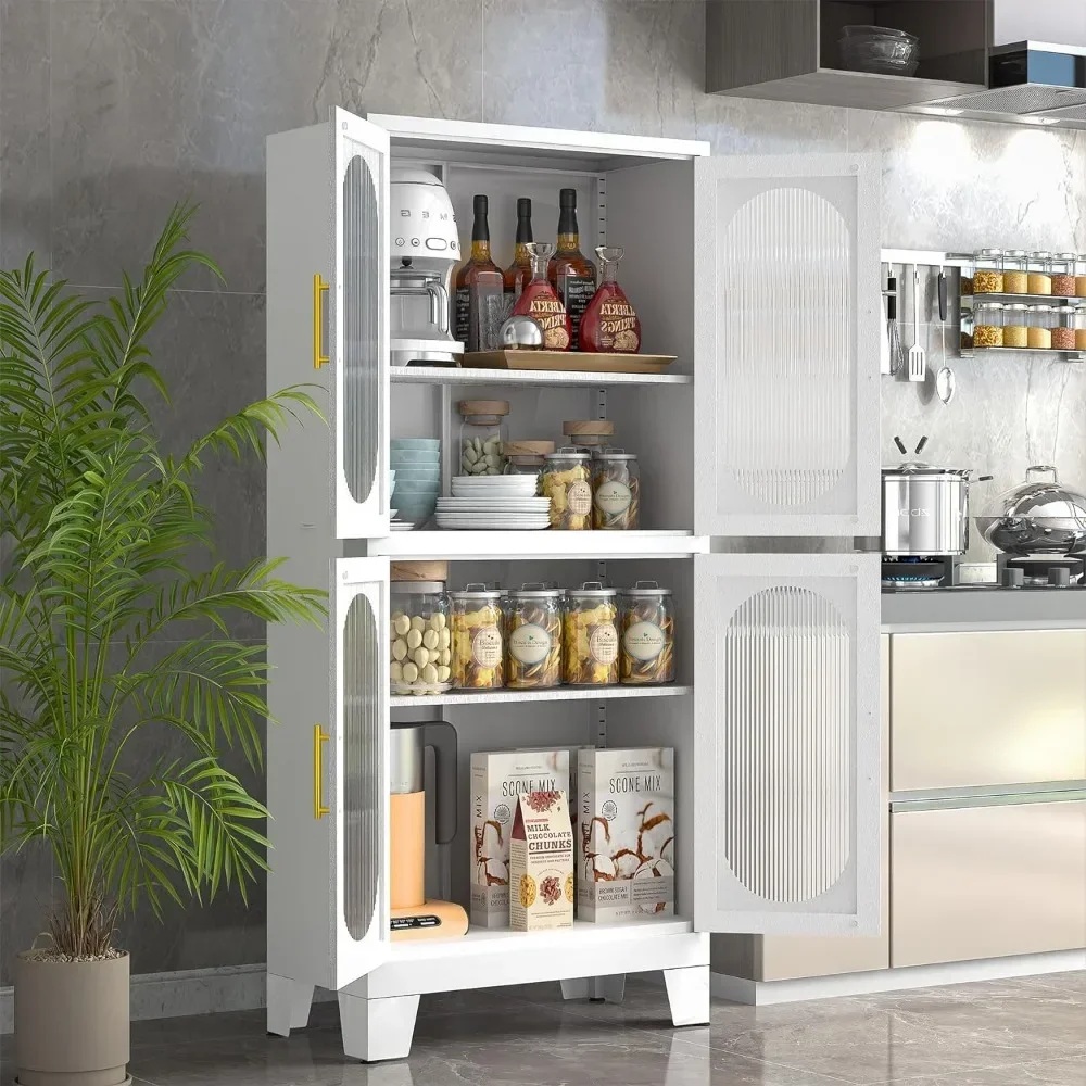 

Kitchen Cabinet, Pantry Cabinets with Doors and 3 Shelves (2 Adjustable), Floor Storage Cabinets, Kitchen Cabinet