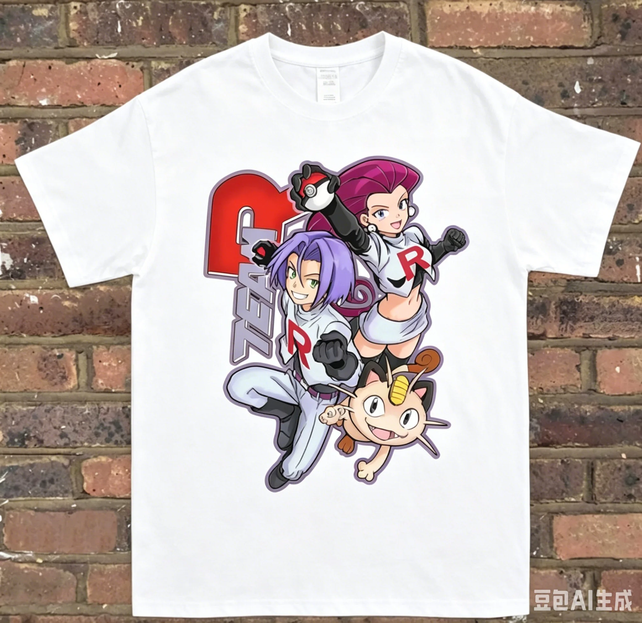 Neueste klassische Pokémon-Charaktere für Erwachsene und Kinder, Joey Junsha Rockets Retro Anime Lose Baumwoll-Kreativ-Kurzarmshirts – Detail 8