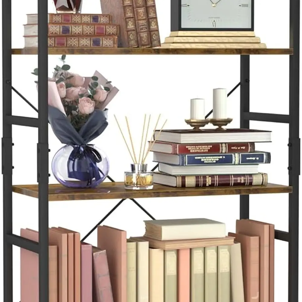 

5-Tier Tall Bookshelf Organizer, Modern Storage Unit for Home, Vintage Style for Rooms
