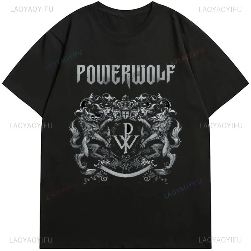 2024 Men Powerwolf T Shirt Casual Your Blood T-shirt Crest Wolves Black By Powerwolf Graphic Breathable Comfortable Streetwear