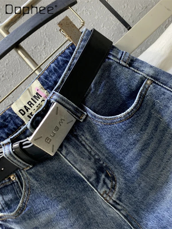 Amerikanische Retro Hot Girl Hohe Taille Zerrissene Denim Shorts Sommer Mode Raue Kante Fransen Breite Bein Hosen Vielseitige Casual Shorts